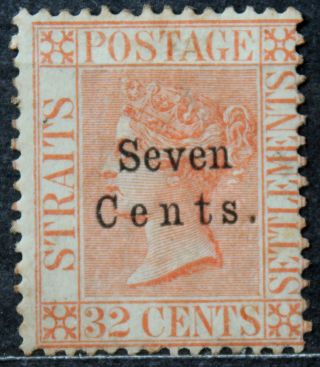 1879 Malaya Straits Settlements Qv 7c On 32c With Hing Don 