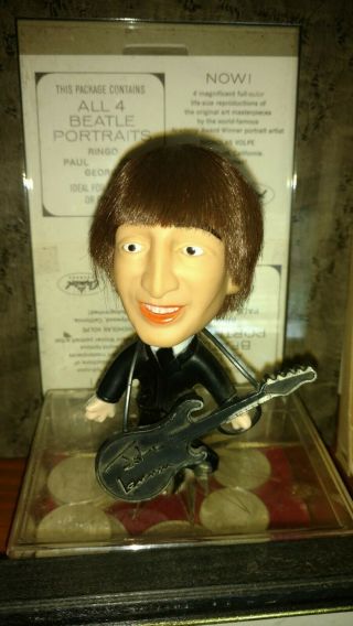 Beatles Vintage 1964 John Lennon Remco Model Figure Doll With Guitar Instrument