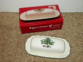 Nikko Happy Holidays Christmas 1/4 Lb Covered Butter Dish