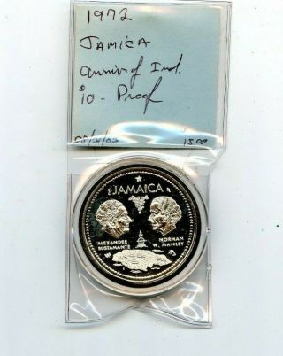 1972 Jamaica 1.  46 Asw $10 Proof Sterling Silver Coin.  Starts@ 2.  99