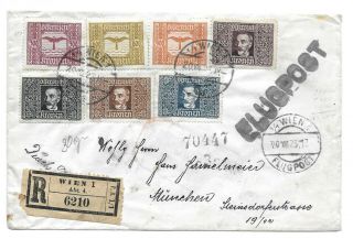 Austria Postal History Reg Airmail Cover Stampset Addr Munchen Canc Wien Yr 
