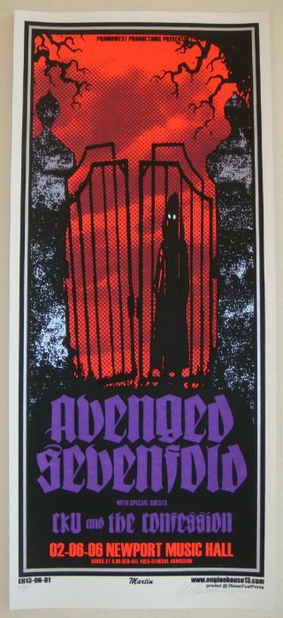 2006 Avenged Sevenfold - Columbus Silkscreen Concert Poster S/n By Mike Martin