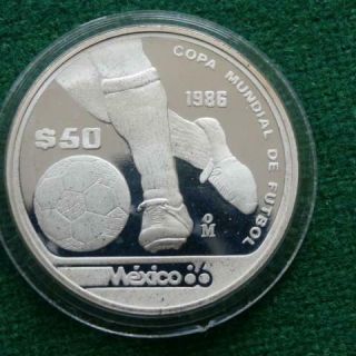 1986 Mexico World Cup Soccer 1/2 Oz Silver Coin Proof