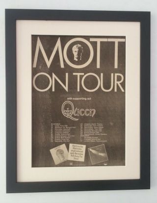 Mott The Hoople Queen Tour 1973 Rare Poster Ad Framed Fast World Ship