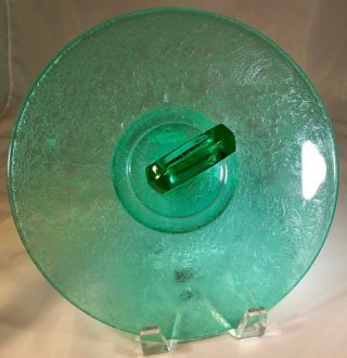Tiffin Glass Jack Frost Green 9 - 3/4 " Diameter Center - Handled Cake Serving Tray