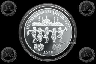 Turkey 500 Lira 1979 (international Year Of The Child) Silver Comm.  Coin Proof
