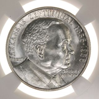 1936 Arkansas 50c Ngc Certified Ms64,  Plus Graded Silver Half Dollar Commem Coin