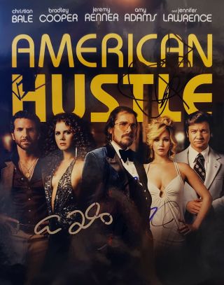 Signed American Hustle 11x14 Photo Cooper Bale Renner Lawrence Adams Autographed