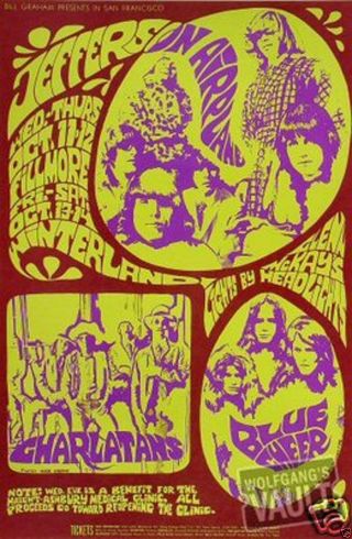 Jefferson Airplane Blue Cheer Fillmore 1967 Maclean Herb Greene Poster 1st Pt