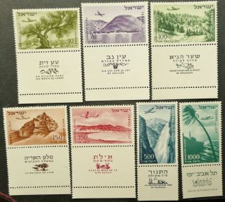 Israel 1953 - 54 Airmail Stamp Set With Tabs - Mnh (1000pr Mlh) - See