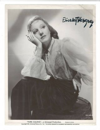 Elisabeth Bergner Signed " Paris Calling " 1941 Still Photo / Autographed Actress