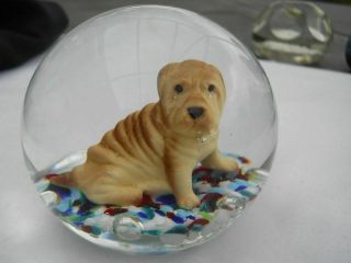 Stunning Art Glass Paperweight Made By Gibson Sulfide Puppy So Adorable