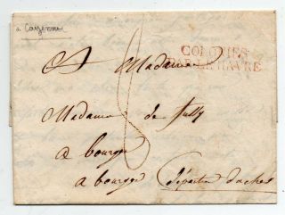 1820´s French Guiana To France Cover,  Havre Red Cancel,  Contents