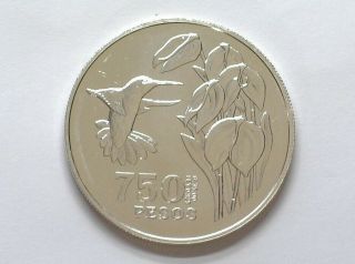 Colombia 1978 Silver 750 Pesos Near Perfect Uncirculated Only 2,  656 Minted