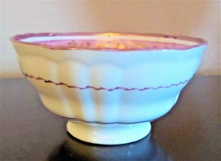 Antique Victorian Staffordshire Pink Luster Ware Sugar Bowl