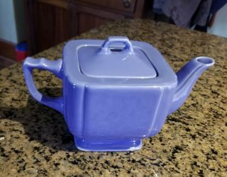 Vintage Homer Laughlin Riviera Mauve Blue Teapot With Lid/fiesta