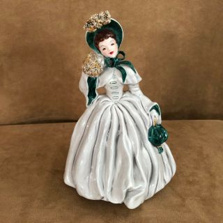 Vintage Florence Ceramics Scarlett Lady Figurine Made In Usa Green Pasadena Ca