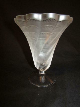 Lalique France 6 " Crystal Trumpet Vase - Lucie Pattern Spiral Shell