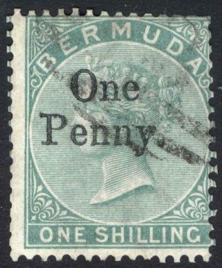 Bermuda 1875 1d On 1s Green Perf 14 Sg 17 Scott 15 Fu Cat £250 ($327)