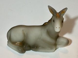 Fenton Art Glass Nativity Donkey 1st Edition Signed By Artist Gold Christmas