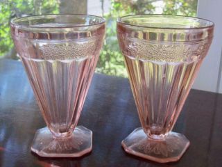 Two 1932 - 34 Jeannette Glass Adam Pink Depression 4.  5 " Tumblers