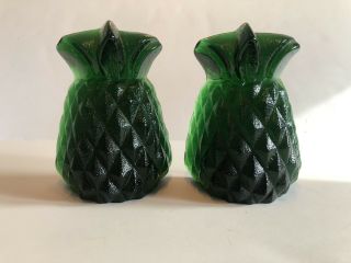 True Vintage Blenko Bookends Pair Green Glass Made In Wv Book End Pineapple