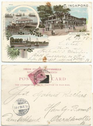 Singapore 1898 Colour Litho Multi - Pc Hotel De La Paix,  Johnston 