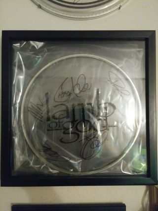Lamb Of God Band Signed Drumhead 2018 Vip M&g Tour Item.  Gsa Authenticated.