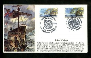 Postal History Canada 1649 Fdc S & T John Cabot 1997 Dual Joint Italy 2162