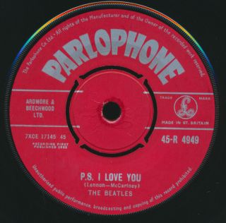 Beatles 1962 RED LABEL UK ' LOVE ME DO ' 45 IN VERY W COMPANY SL 2