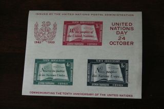 United Nations 38 Souvenir Sheet 1st Printing Xf Nh Og