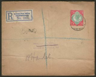 Gb Levant 1911 Qv 4½d On Cover With British Po Constantinople Postmark
