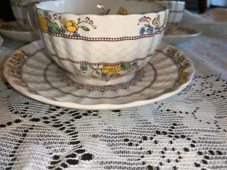 SPODE BUTTERCUP SET Of 5 Tea Cups/Saucers C 1895 Made In England Flat Cup 3