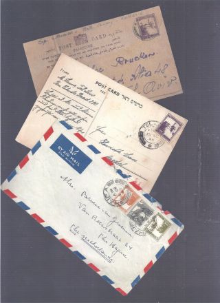 Israel Palestine Brit Mandate 2 Postcards,  1 Cover To Netherlands