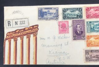Lebanon Cover 1938 Registered Beyrouth To Sydney Kiama Australia 2