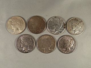 U.  S.  1934 Peace Silver Dollar - 7 Coins