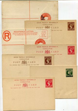 Gibraltar - Queen Victoria - Postal Stationery Postcards / Wrappers Etc - X 7