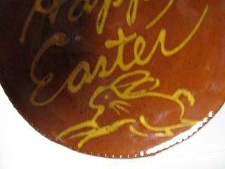 2013 Ned Foltz of Pennsylvania Redware Pottery Plate - Happy Easter w Rabbit 2