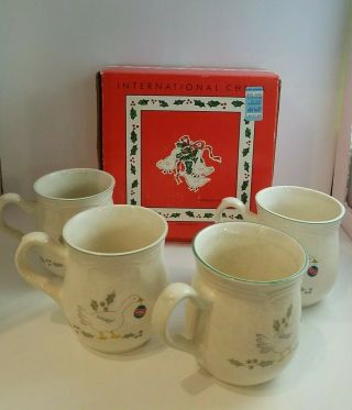 International China Marmalade Christmas 4 Piece Mug Set Vintage Complete W/ Box