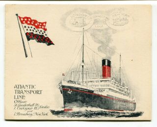 Usa / London Uk - Atlantic Transport Line 1926 Ss Minnetonka - Ship Menu - Fold