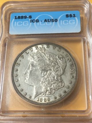1889 - S Morgan Silver Dollar Icg Au 50 Very Low Mintage.