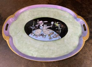 Antique Art Deco Porcelain China Tillowitz Silesia Rs Luster Parrot Vanity Tray