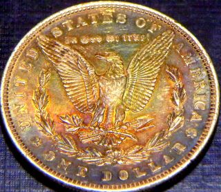 1888 - P Silver Morgan Dollar Hi Grade With Massive Deep Rainbow Toning