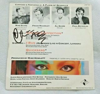 Autographed/signed A Flock Of Seagulls " Transfer Affection " 12 - Inch Vinyl Single