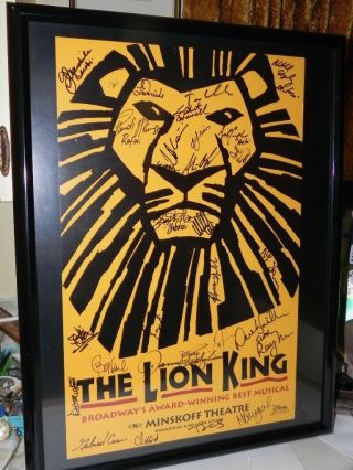 The Lion King Broadway Full Cast Signed Autographed Musical 14x22 Poster Frame