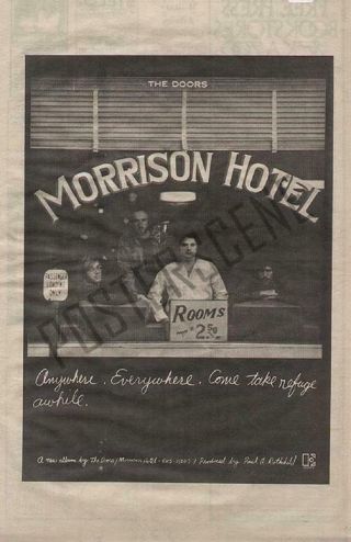 Doors Morrison Hotel Lp Promo Ad 1970 Newspaper Poster