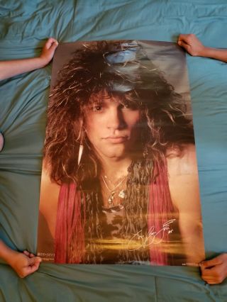 Vintage Bon Jovi Poster Early Face Shot Rock Metal