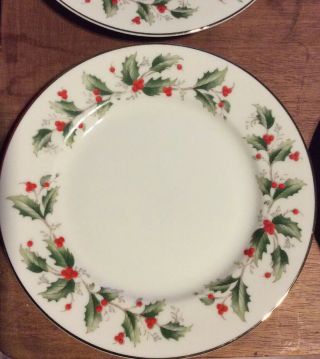 Set Of Four Macys All The Trimmings Japan Holly Bread & Butter Plates 6283,  1986