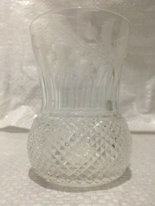 Elegant Vintage Edinburgh Crystal Etched Thistle And Diamond Pattern Glass