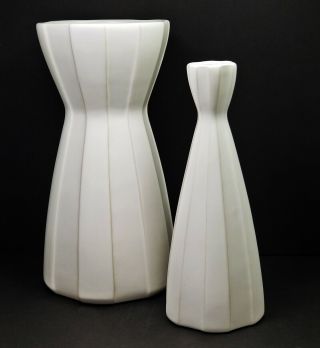 Jonathan Adler For Umbra White Raya Vertical Band Vases